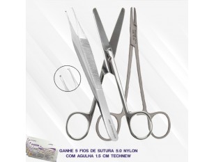 Kit Sutura Instrumental Cirúrgico Veterinária, Odontológico, Médico