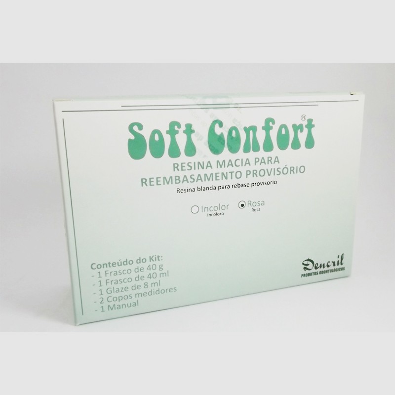 Kit de Resina para Reembasamento Soft Confort Macia Rosa - Dencril -  Dentaltech